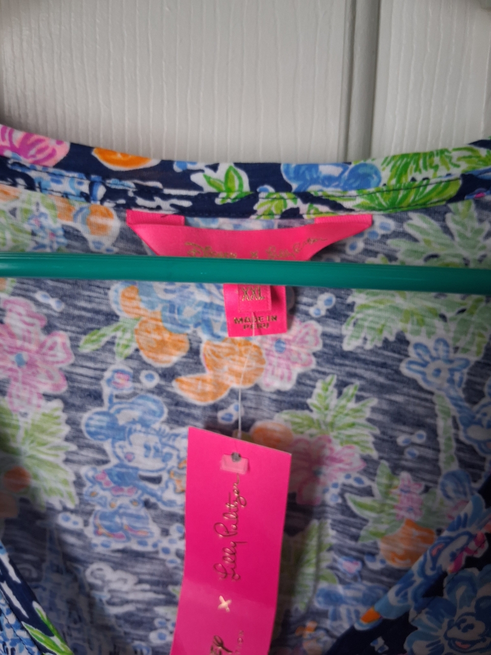 Lilly Pulitzer Navy Floral V‑Neck Top with Pink, Blue, Green & Orange Accents - Picture 3 of 4